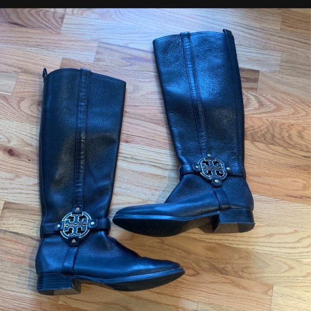 Tory Burch logo Riding Boots
